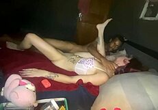 She slams down hard on that thick cock burying deep in her ass and pussy