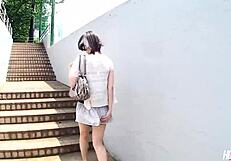 Beautiful Mizuki picked up for hairy pussy creampie pounding.