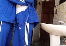 hidden cam catches tight latina teen quickie in school bathroom