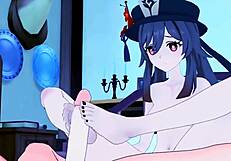 aether and hu tao team up in genshin impact 3d animation fun. wild cartoon adventure awaits.