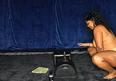 Thick Ebony's Big Ass Overwhelmed Riding Sybian Machine Orgasms