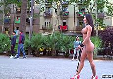 shit i'm that curvy euro babe flashing my fat tits and pussy bound on these bizarre streets