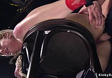 Natural Blonde Bound and Gagged for Brutal Anal Bondage Deepthroat Assault!