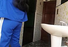 hidden cam catches tight latina teen quickie in school bathroom