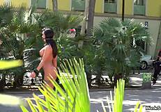 shit i'm that curvy euro babe flashing my fat tits and pussy bound on these bizarre streets