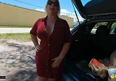 Thick Blonde MILF Bent Over Roadside for Curvy Pound
