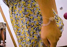 skinny mexican whore picks guy in coppel dressing room for anal creampie, ass to mouth and gaping