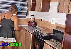 kitchen sex with that ebony mommy felt so good i'll do it again