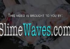 slut pushes her face against gloryhole to fuck messy cock bukkake style