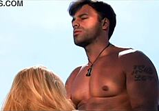 Why does Carolina strip bikini for bent over anal in fishnets?