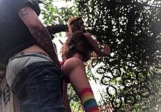 ruivinha's tight ass fucked deep outdoors with real sex doll toy