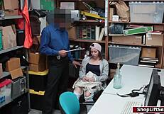 that teen shoplifter bends over officers desk for hardcore fuck punishment