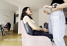 Latina Hetero Slut's Clit Hardens from Lesbian Fingering Lick