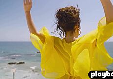 Stunning milf CJ Sparxx strips outdoors exposing huge fake tits and juicy ass