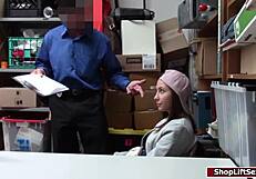 that teen shoplifter bends over officers desk for hardcore fuck punishment