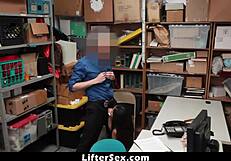 Naughty Asian teen's tight ass tempts officer after shoplift spank down