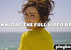 Stunning milf CJ Sparxx strips outdoors exposing huge fake tits and juicy ass