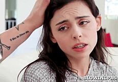 Petite teen PRACTICES BLOWJOB on stepdad's MONSTER COCK