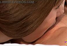 Does lesbian girlfriend's kiss comfort big girl's huge natural tits during intimate play?