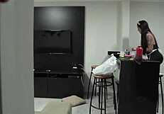 whoa this hot latina maid flashes big tits n pussy 😍🍑