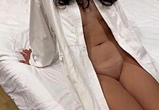 stunning wife moans in passionate missionary creampie bed sex heels