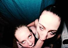 i get double blowjob from two teen sluts in bathroom they swallow my huge load