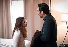 coed trades dirty acts for old man's monster cock face fuck and creampie