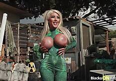 Blonde Euro Petite Takes Double Black Monster Cocks Outdoor