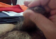 Cock massage turns into solo masturbation explosion