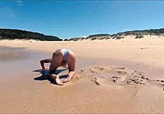 travel show host sasha ikeyeva flaunts ass in bikini on spanish doninos beach