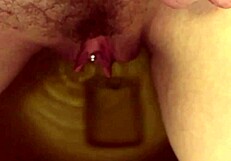 my pretty pierced pussy pees slow in the bathroom mirror solo
