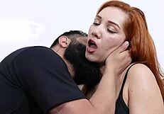 chubby redhead pawg slut deepthroats then anal creampies with big ass gape