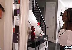 Naomi Foxxx's ebony milf squirting drenches cam in hardcore action!