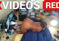 Sexy black milf showers naked showing long beautiful legs.