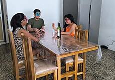 stepbrothers card game turns into horny brunette milf dirty fuck session