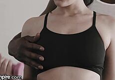 Valentina nappi strips and rides trainer's bbc cowgirl after gym face sitting drill