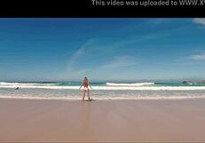 travel show host sasha ikeyeva flaunts ass in bikini on spanish doninos beach