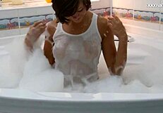 russian sima teases horny in bathtub craving underwater release