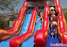 Lesbians Lick Pussy Close Up Outdoors With Double Dildos And Strap-On Orgasms