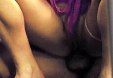 She tongues monster cock then spreads shaved pussy for deep assfucking