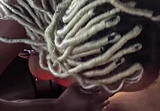 ebony babe delivers hardcore blowjob in public car backseat