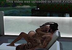 Tattooed black babe tierra takes rough poolside fucking in sims 4 action