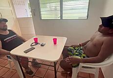 Wife Fucked By Husband's Friend Bent Over In Kitchen While He Cooks