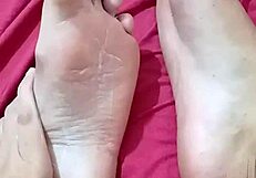 Cream Massage on Beautiful Feet Close Up