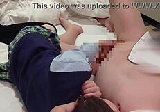 petite japanese schoolgirl maid rides cock in uniform creampie mess