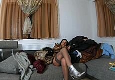 mmm curvy milf calla fingers juicy pussy in shiny fur coats and heels 😍