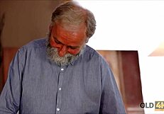 old man's throbbing cock explores young teen's tight holes in forbidden geography lesson