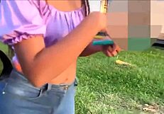 Skinny 18yo Street Pickup Begs for Creampie After Rough Missionary Pounding