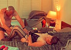 Granny Stripper Carmen Rips Clothes For Hardcore Creampie Fuck