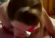 cute young wife teases with deepthroat before swallowing thick cum load